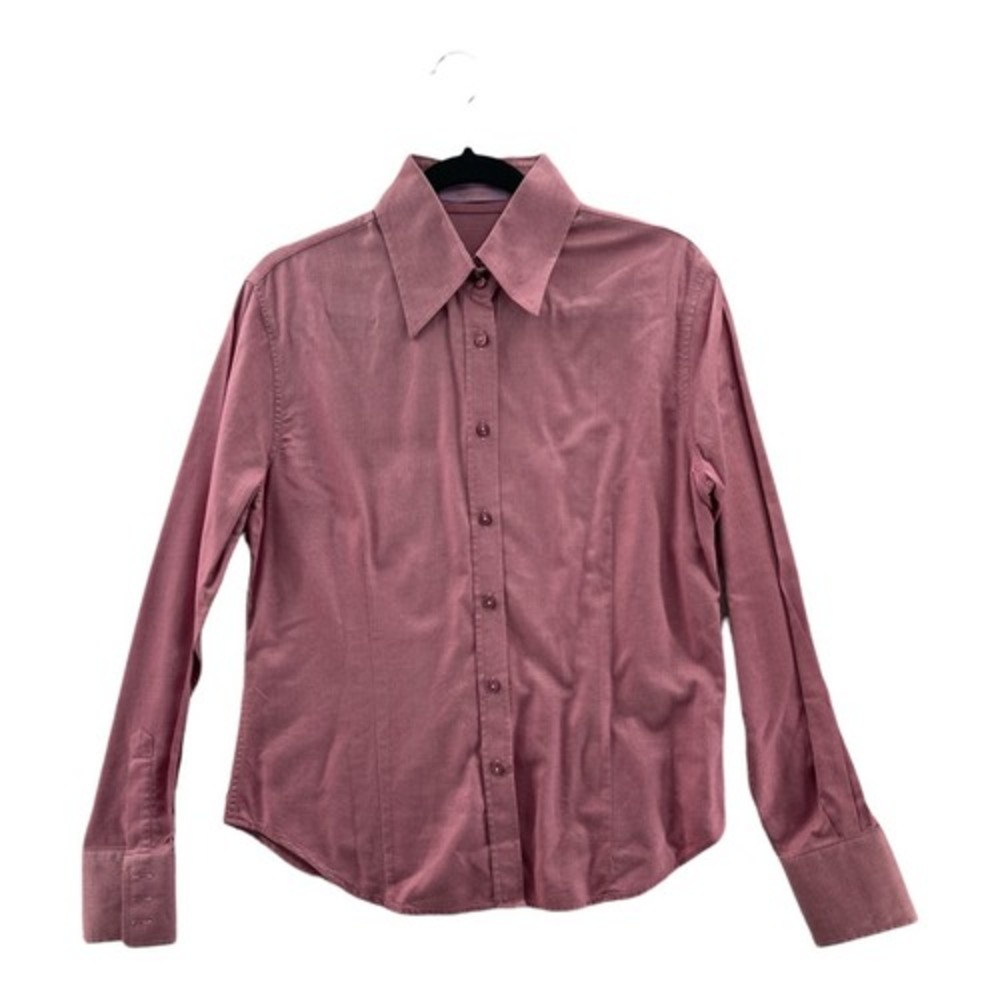 Kuhlman Womens Pink Textured Button Up Shirt Long Sleeve Collared Size Medium